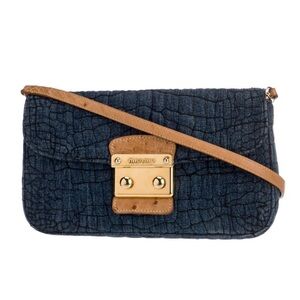 Miu Miu Quilted Denim Ricamo bag